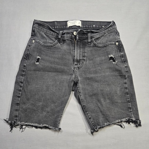Abercrombie & Fitch Other - Abercrombie & Fitch Mens Distressed Denim Shorts Faded Black 28‎ Raw Hem Cut Off